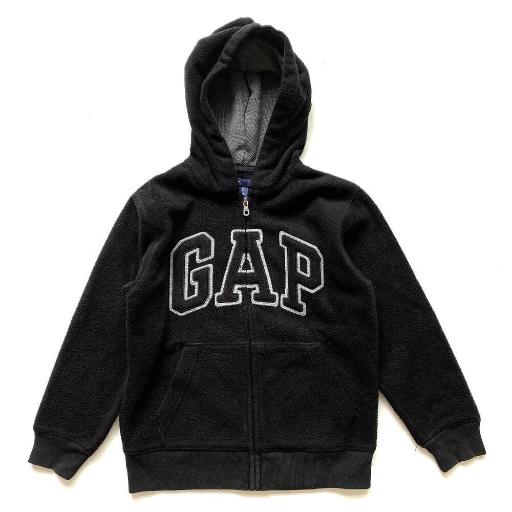 Gap Kids Boys Black Fleece Full Zip Logo Hoodie 8